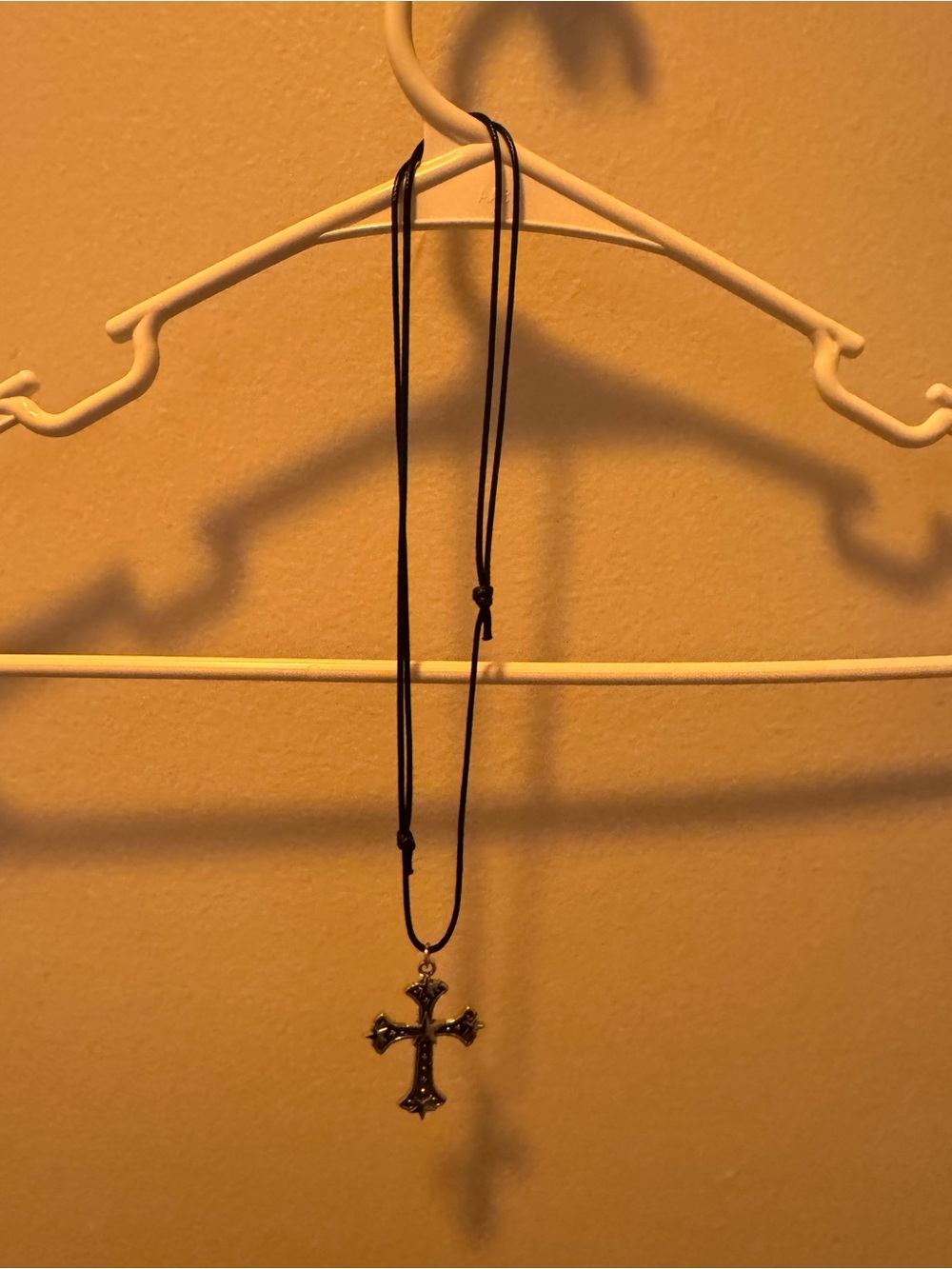 Men's Black Cord Necklace with Cross Pendant